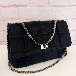 Chanel Wool Jumbo Chocolate Bar Mademoiselle Flap Black